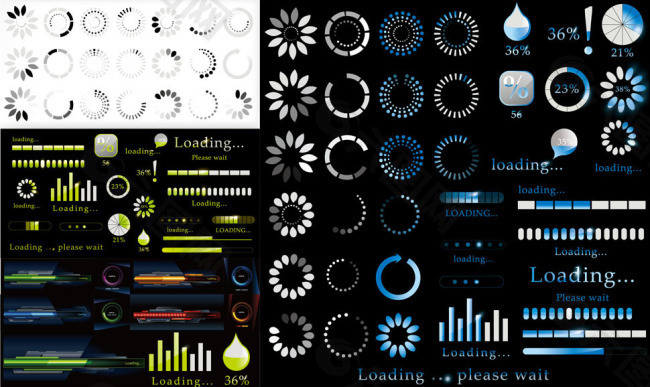 网页设计需要用到的进度条矢量素材