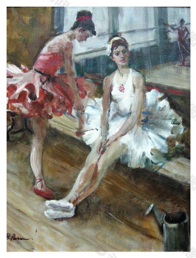 俄罗斯美术作品油画人物_芭蕾舞女图片