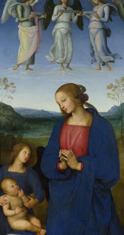 圣母 圣婴与天使图片