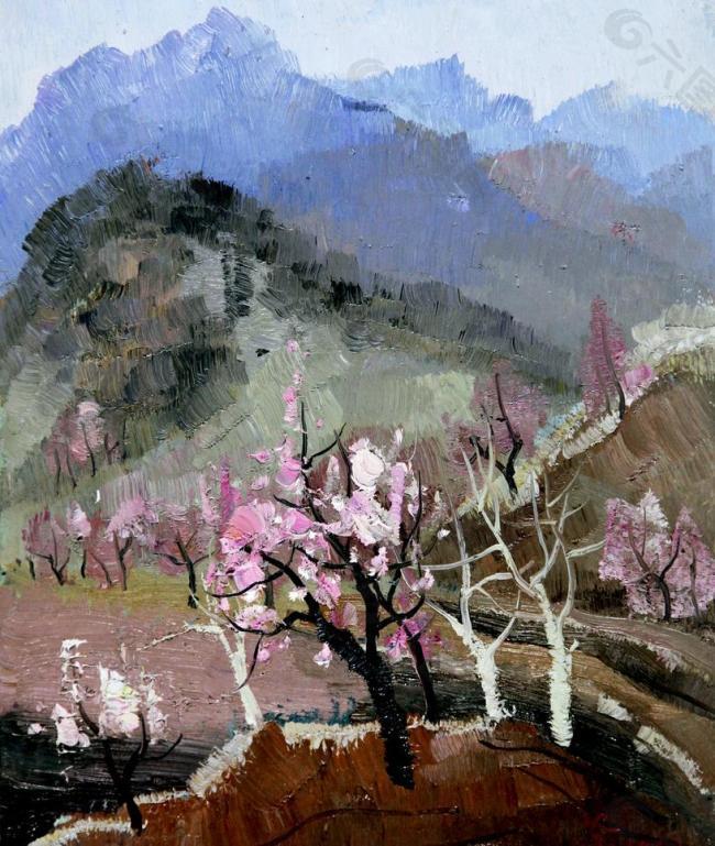 桃花盛开的山谷图片