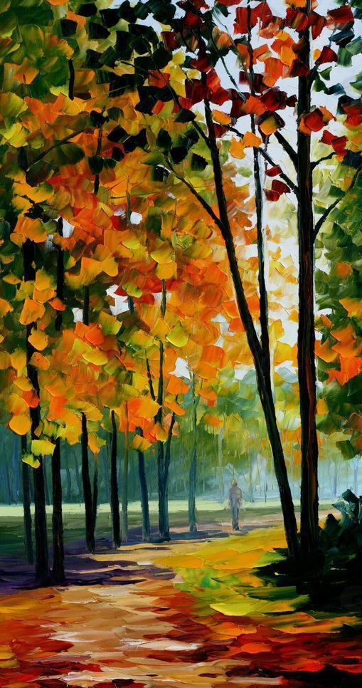 油画 秋天的森林图片