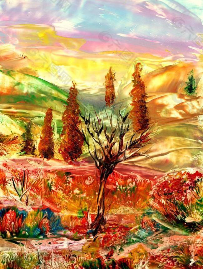 油画 托斯卡纳的秋天图片