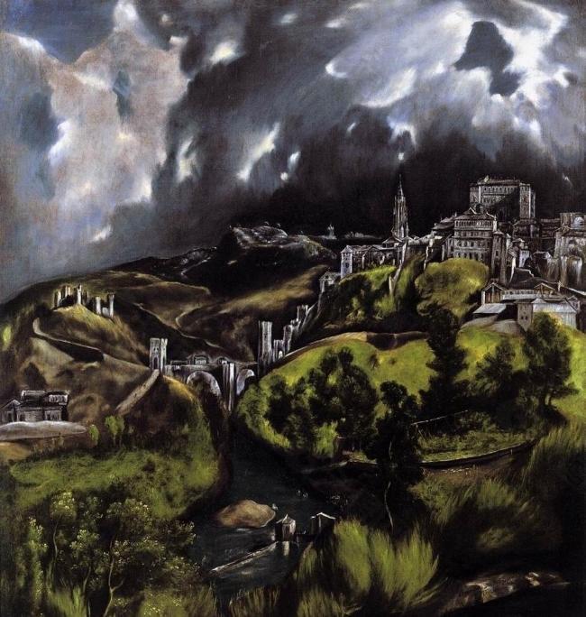 油画 阴郁的小镇图片