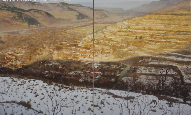 黄箫风景雪景油画图片