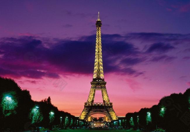 埃菲尔铁塔 巴黎街景 仿真油画图片