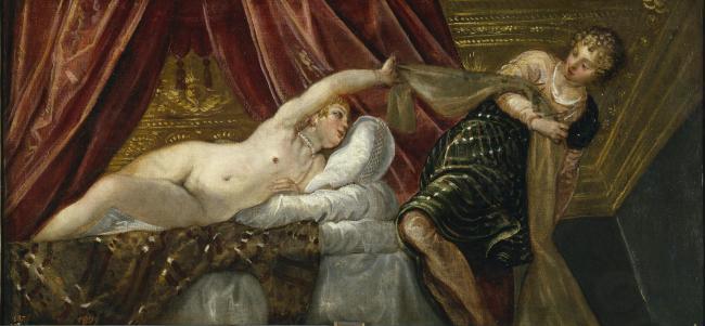 Tintoretto, Jacopo Robusti - Joseph and the Wife of Putiphar, Ca. 1555大师画家人体艺术油画肖像油画宫廷人物油画装饰画