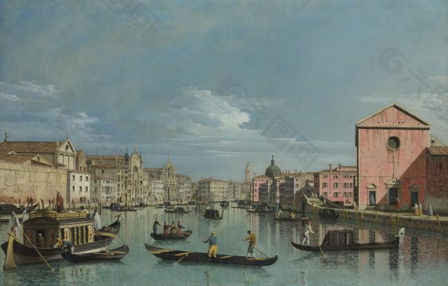 Bernardo Bellotto - Venice - The Grand Canal facing Santa Croce大师画家古典画古典建筑古典景物装饰画油画