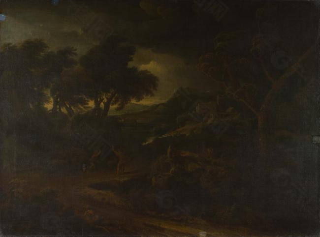 Gaspard Dughet - Landscape with a Storm大师画家古典画古典建筑古典景物装饰画油画