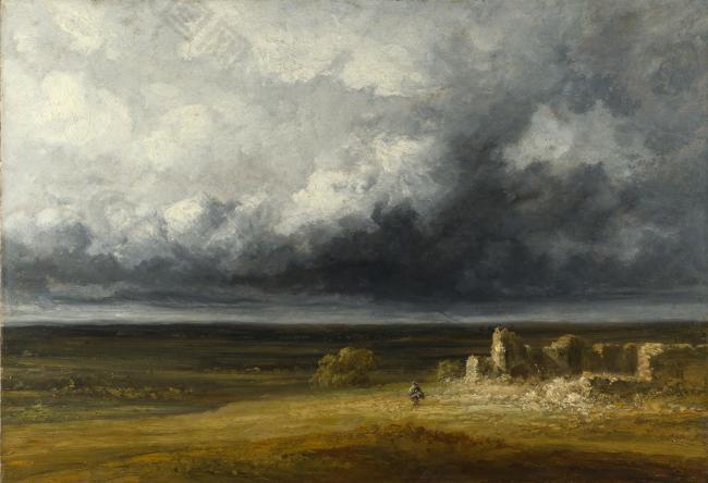 Georges Michel - Stormy Landscape with Ruins on a Plain大师画家古典画古典建筑古典景物装饰画油画
