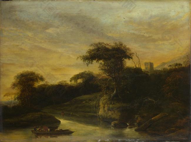 Jacob de Wet the Elder - A Landscape with a River at the Foot of a Hill大师画家古典画古典建筑古典景物装饰画油画