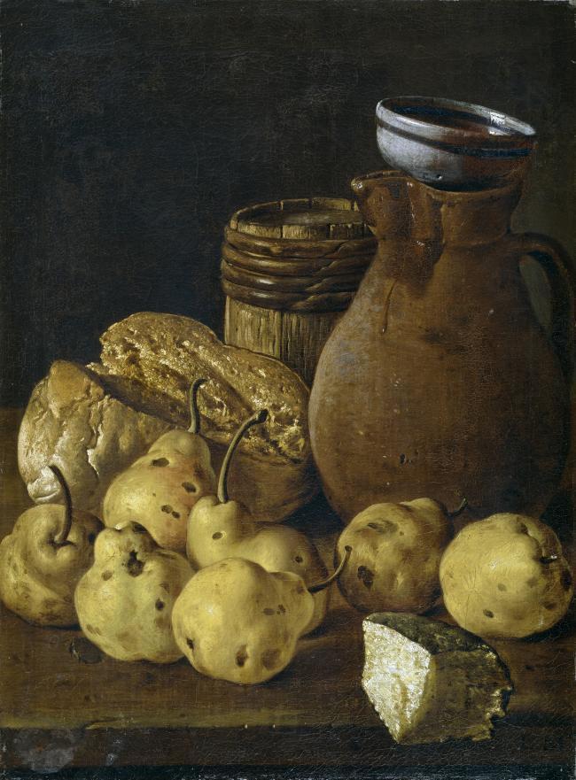 Melendez, Luis Egidio - Bodegon pan, peras, queso y recipientes, Third quarter of 18 Century大师画家宗教绘画