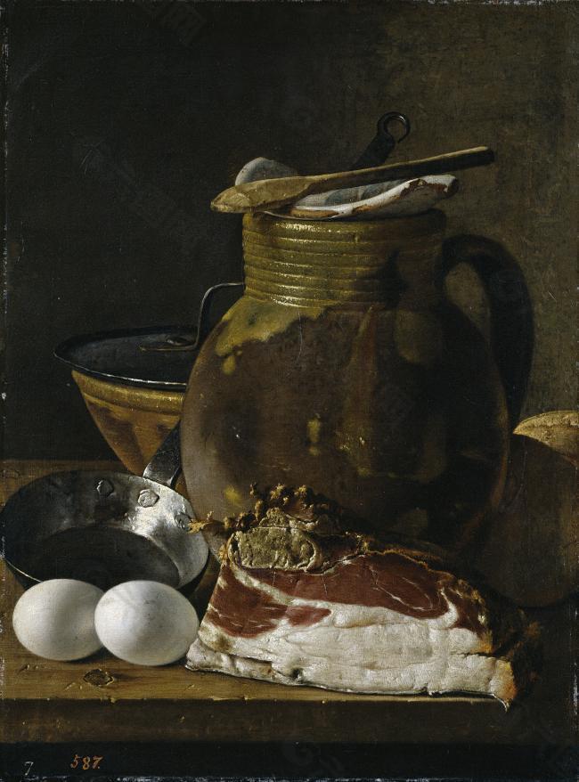 Melendez, Luis Egidio - Bodegon jamon, huevos y recipientes, Third quarter of 18 Century大师画家宗教绘画教会油画
