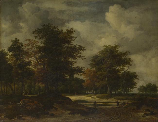 Jacob van Ruisdael - A Road leading into a Wood大师画家古典画古典建筑古典景物装饰画油画
