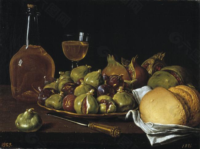 Melendez, Luis Egidio - Bodegon pan, granadas, higos y objetos, 1770大师画家宗教绘画教会油画人物肖像油画装饰画