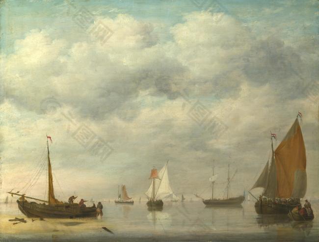 Jan van Os - Dutch Vessels in Calm Water大师画家古典画古典建筑古典景物装饰画油画