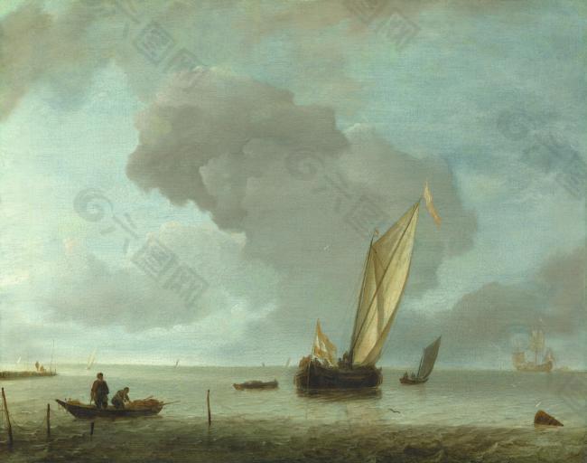 Jan van de Cappelle - A Small Dutch Vessel before a Light Breeze大师画家古典画古典建筑古典景物装饰画油画