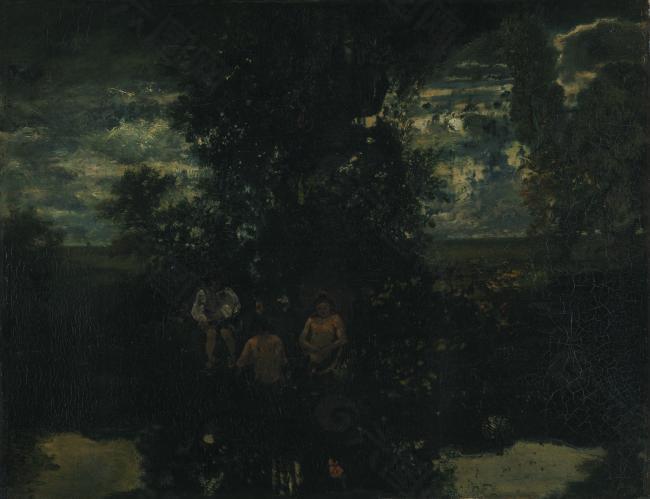 Th茅odore Rousseau - Moonlight - The Bathers大师画家古典画古典建筑古典景物装饰画油画