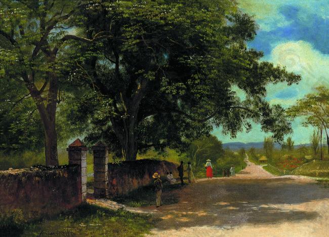 Albert Bierstadt - Street in Nassau, 1877-1880大师画家古典画古典建筑古典景物装饰画油画