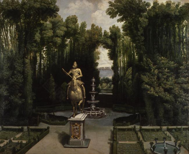 Anonymous - Vista de los jardines de la Casa de Campo con la estatua de Felipe III, Ca. 1634大师画家古典画古