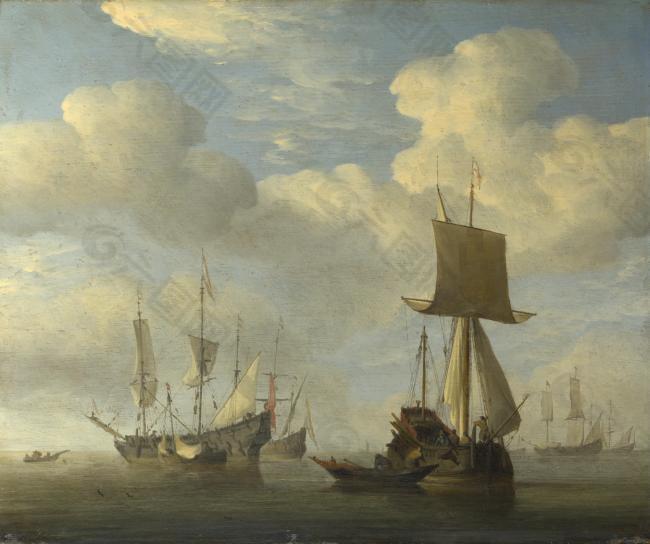 Willem van de Velde - An English Vessel and Dutch Ships Becalmed大师画家古典画古典建筑古典景物装饰画油画