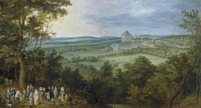 Brueghel the Elder, Jan - The Archdukes hunting, Ca. 1611大师画家古典画古典建筑古典景物装饰画油画