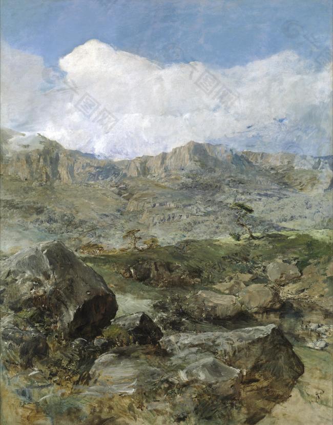 Domingo Marques, Francisco - Gran paisaje (Aragon), Ca. 1900大师画家古典画古典建筑古典景物装饰画油画