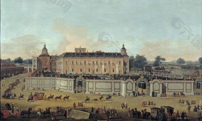 Battaglioli, Francesco - View of Aranjuez Palace, 1756大师画家古典画古典建筑古典景物装饰画油画