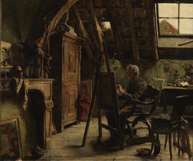 Charles Mertens - The studio of the painter大师画家古典画古典建筑古典景物装饰画油画
