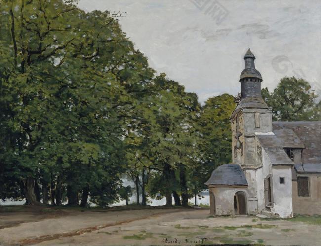 Claude Monet - The Chapel of Notre-Dame-de-Grace, Honfleur, 1864.jpeg大师画家风景画静物油画建筑油画装饰画