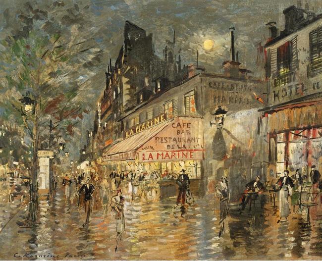 Constantin Korovin - Cafe La Marin, Paris.jpeg大师画家风景画静物油画建筑油画装饰画