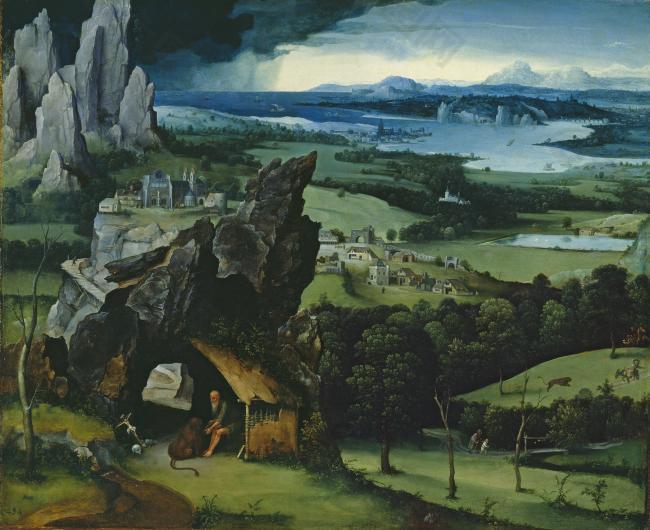 Patenier, Joachim - Landscape with Saint Jerome, 1515-19大师画家古典画古典建筑古典景物装饰画油画