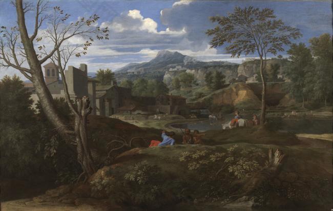 Poussin, Nicholas - Landscape with Buildings, 1648-51大师画家古典画古典建筑古典景物装饰画油画