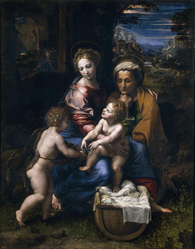 Raphael - The Holy Family, or The Pearl, Ca. 1518意大利画家拉斐尔Raphael古典人物油画装饰画