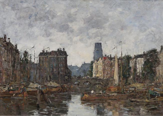 Eugene Boudin - Rotterdam, the Bridge of Bourse, 1873.jpeg大师画家风景画静物油画建筑油画装饰画