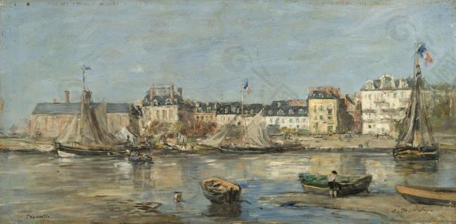 Eugene Boudin - Trouvillle, the Port, 1880-85.jpeg大师画家风景画静物油画建筑油画装饰画