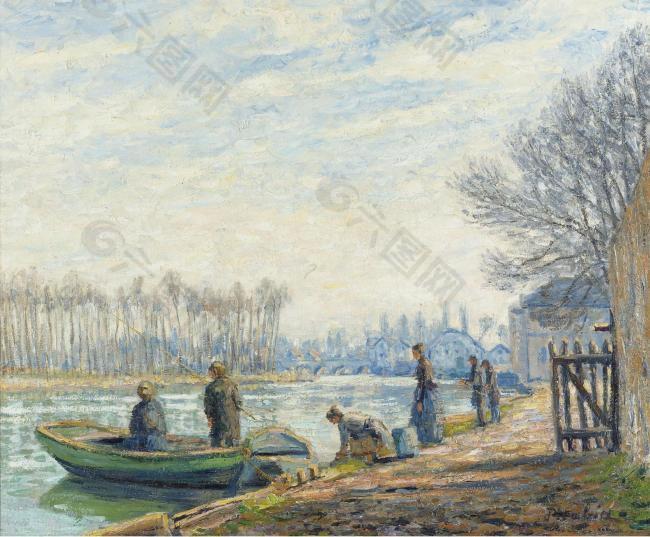 Francis Picabia - Fishermen at Moret-sur-Loing, 1904-05大师画家风景画静物油画建筑油画装饰画