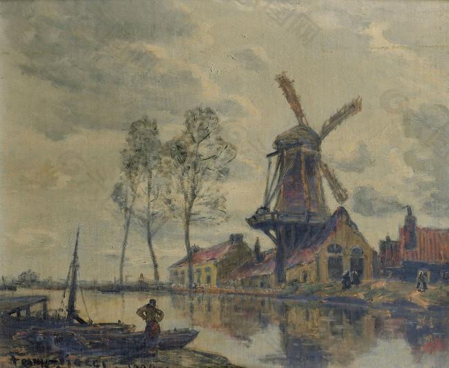 Frank Myers Boggs - The Mill, 1904大师画家风景画静物油画建筑油画装饰画