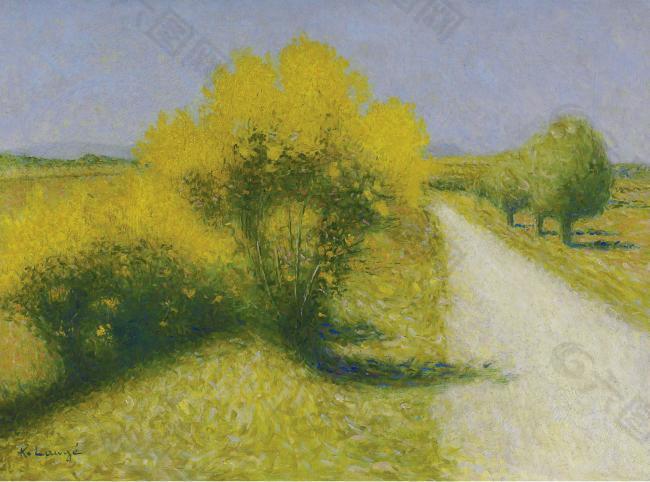 Achille Lauge - The Road near Cailhau大师画家风景画静物油画建筑油画装饰画