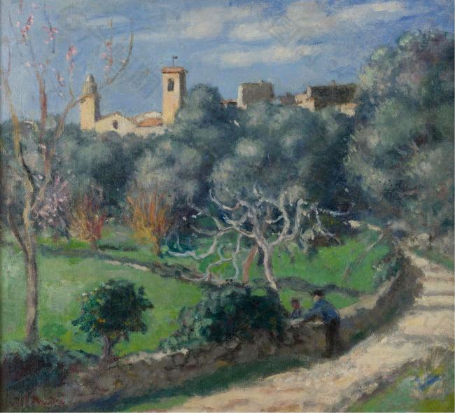 Albert Andre - Landscape, the Church at Cannet, 1902大师画家风景画静物油画建筑油画装饰画