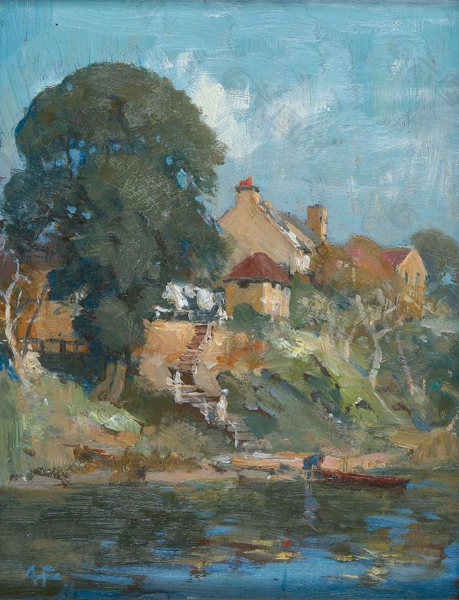 Albert Henry Fullwood - Old Buildings, Kerosene Bay, Sydney大师画家风景画静物油画建筑油画装饰画