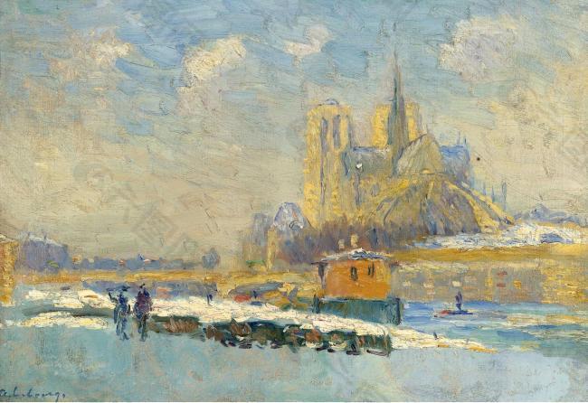 Albert Lebourg - Notre Dame de Paris and the Quay of Tournelle大师画家风景画静物油画建筑油画装饰画