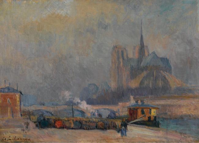 Albert Lebourg - Notre Dame de Paris, View from the Quay of Tournelle大师画家风景画静物油画建筑油画装饰画