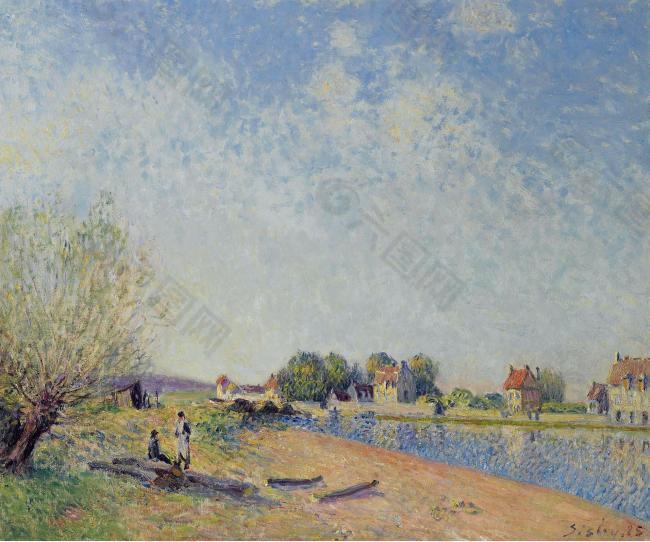 Alfred Sisley - The Channel of Loing at Saint-Mammes, 1885.jpeg大师画家风景画静物油画建筑油画装饰画