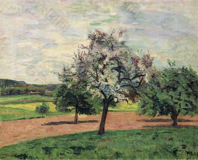 Armand Guillaumin - Apple Trees Blooming, Ile-de-France, 1887.jpeg大师画家风景画静物油画建筑油画装饰画