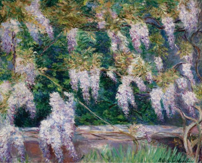 Blanche Hoschede-Monet - Wistarias at Giverny大师画家风景画静物油画建筑油画装饰画