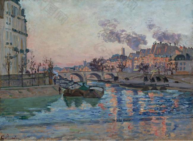 Armand Guillaumin - Paris, the Bridge of Marie, 1882大师画家风景画静物油画建筑油画装饰画