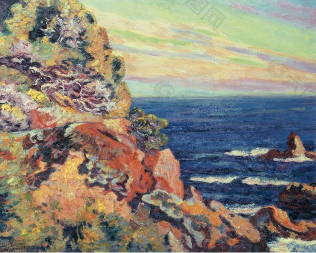 Armand Guillaumin - Rocks at Agay, 1893大师画家风景画静物油画建筑油画装饰画