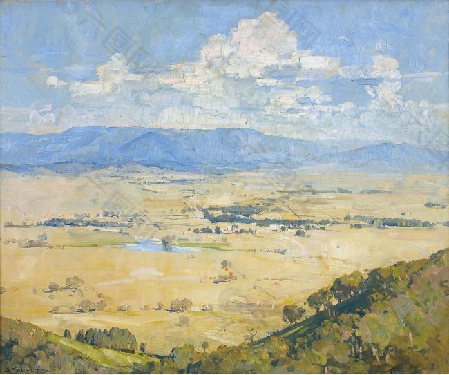 arthur streeton - melba`s country, 1936大師畫家風景畫靜物油畫