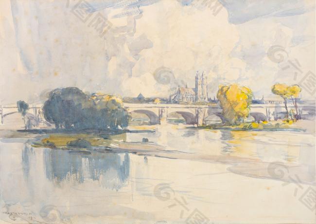 Arthur Streeton - Tours, 1912大师画家风景画静物油画建筑油画装饰画