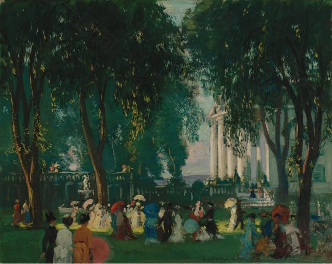 Gifford Beal - Reception in a Park, 1912大师画家风景画静物油画建筑油画装饰画